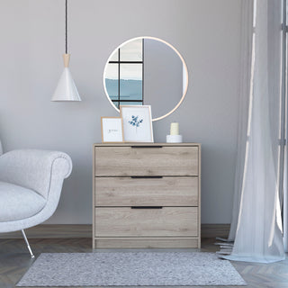 ECOSHOP Kaia 3-Drawer Dresser Light Gray - Compact Modern Chest with Superior Top