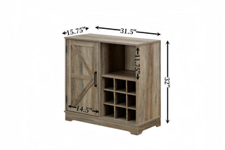  Farmhouse Coffee Bar Cabinet, Bar Cabinet with Wine Rack, Barn Door Buffet Sideboard Cabinet with Drawer, Adjustable Storage Shelves for Living Room, Dining Room, Gray Wash (31.515.7531.5)