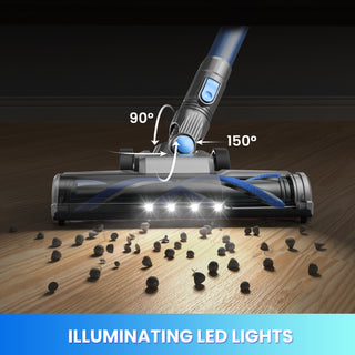 N3K Blue Silver Cordless Stick Vacuum Cleaner | 10KPa Dual Suction, LED Headlights | Up to 40-Min Max Runtime, HEPA Filter | Lightweight Handheld for Hard Floors & Car