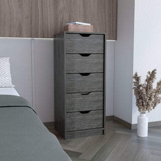 EcoShop Basilea 5-Drawer Black Tall Dresser - Slim Space-Saving Vertical Storage