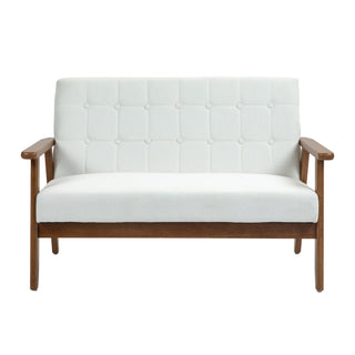 COOLMORE Mid-Century Modern Solid Loveseat Sofa Upholstered Linen Loveseat, 2-Seat Upholstered Loveseat Sofa Modern Couch