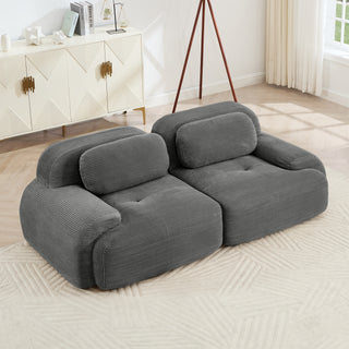 82'' Grey Modular Corduroy Loveseat | Curved Armrest Cloud Sofa luxury