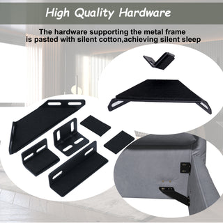 Queen Size Upholstered Platform Bed with Oversized Padded Backrest, Thickening Pinewooden Slats and Solid Wood Leg,Grey(New Sku:W1885S00020)