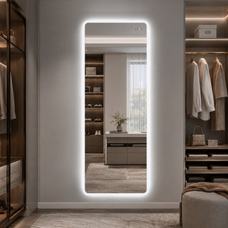 Full Length Mirror Lighted Vanity Body Mirror LED Mirror Wall-Mounted Mirror Big Size Rounded Corners, Bedroom,Living Room,Dressing Room Hotel