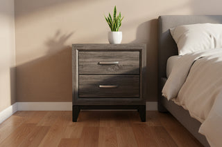 Two-Tone Gray 2-Drawer Nightstand with Wooden Legs - Modern Bedroom Furniture Side Table with Contemporary Finish