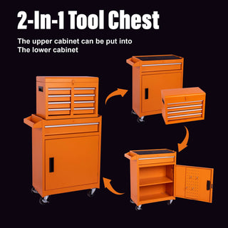 5-Drawer Rolling Tool Chest with Detachable Box | 154-Piece Tool Set Included