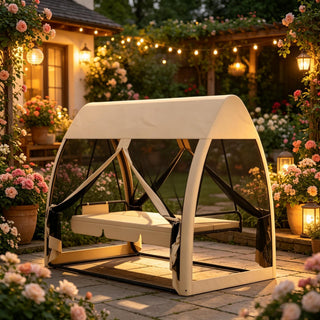 Garden Convertible Covered Day Bed,Outdoor Swing Chair,Comfortable Patio Swing Daybed