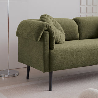 68.5'Modern Lamb Wool Sofa With Decorative Throw Pillows for Small Spaces