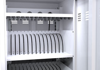 Mobile Charging Cart for Tablets Laptops 35-Device Capacity Matt White Metal