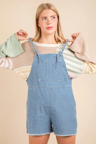 VERY J Mineral Washed Denim Casual Romper-Max-Origin