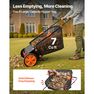 26 inch Push Lawn Sweeper with Hopper Bag, Black