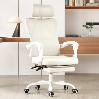 Ergonomic Office Chair with Footrest – High Back Mesh Desk Chair with Headrest & Adjustable Lumbar Support, Beige