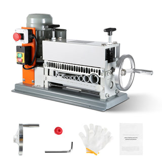 Automatic Wire Stripping Machine, 0.06''-1.42'' Electric Motorized Cable Stripper, 370 W, 88 ft/min Wire Peeler with An Extra Manual Crank, 11 Channels for Scrap Copper Recycling