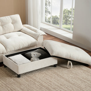 104" L-Shape Sectional Sofa | Modern Couch with USB, Storage & Ottoman