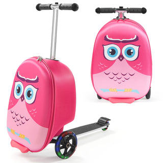 Ride-on Luggage 20-inch Kids Scooter Suitcase with Flash Wheels Pink