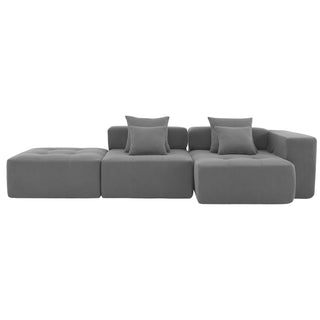 [VIDEO+New]105.5''L Shaped Modular Sectional Sofa,Minimalist Corduroy Floor Couch Set,Convertible Foam-Filled Cloud Compressed Couch for Living Room,3 PC Free Combination,No Assembly Required,3 Colors