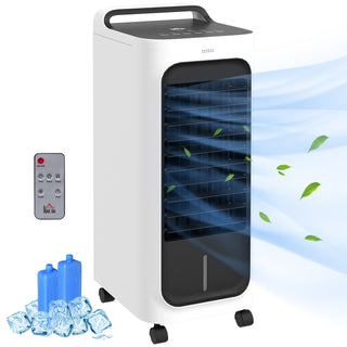 HOMCOM 26" Evaporative Air Cooler with Ice Packs, 3-in-1 Cooling Fan, 90° Oscillation, Timer & Remote – Portable Swamp Cooler for Home & Office