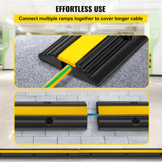 4 Pack Heavy Duty Rubber Cable Protector Ramps, 1-Channel Cord Cover Speed Bump with 22046 LBS Load Capacity for Driveway & Garage