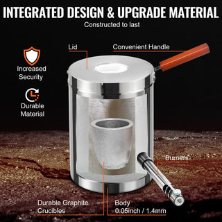 6KG Propane Melting Furnace Kit – Stainless Steel Foundry Smelting Furnace – 2700°F High Temp for Gold, Silver, Copper & Aluminum Casting