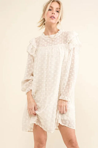 And The Why Ruffle Shoulder with Textured Woven Dress