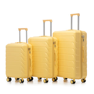 Set 3PCs 20'/24'/28' ABS Spinner Wheel Luggage, Matching Color, with Combination Lock - Yellow