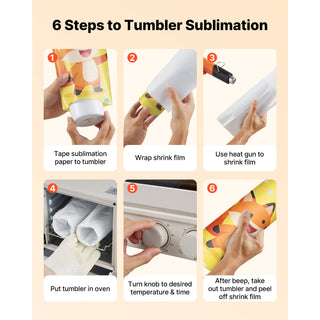Sublimation Oven Machine, 13 Qt, Fits 20oz Tumblers, with 1 Heat Air Gun, 50 Shrink Films, 1 Tape and 2 Heat Gloves, Oven for Sublimation Blank Tumblers, Mugs, Bowls, Off-White