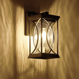 Oil Rubbed Bronze Porch Light Dusk to Dawn Outdoor Wall Lantern Small Modern Exterior Light Fixture Aluminum with Crack-Like Glass IP65 Waterproof Outdoor Sconce Outside Light for House, Front Door