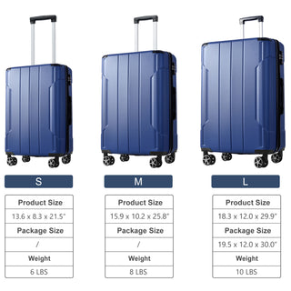 Luggage Sets 3 Piece, Expandable Hard shell ABS Suitcases with Double Spinner, Travel luggage Set with TSA Lock (20/24/28inch, Blue)