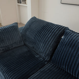 Blue 118.2" Corduroy Cloud Sofa - Deep Seat Double-Layer Modular Couch