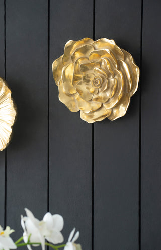 S/2 Gold Rose Hanging Wall Accents