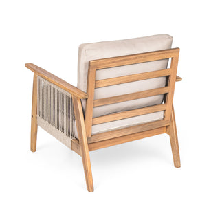 Outdoor 4-piece Acacia Wood and Rope Sectional Patio Sofa Set