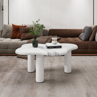 Cloud Coffee Table Classic Modern Marbling Tea Table, Irregular Indoor End Table For Living Room Apartment Free Shape with 3 Legs