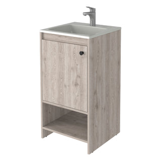 Chariot Free Standing Vanity Cabinet with Open Shelf - Modern Space-Saving Bathroom Storage in White or Light Gray