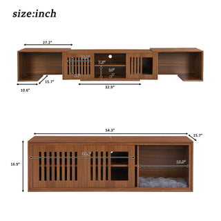 Pet-Friendly Mid-Century Modern TV Stand - Extendable, Walnut
