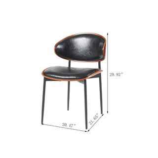 Mid-Century Modern Dining Chairs Set of 2 – Italian-Inspired Bentwood Design with Matte Metal Legs & Luxe PU Leather Seating