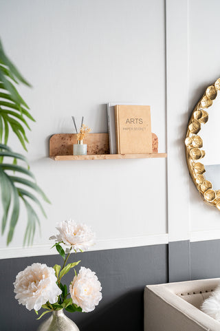 23.6x4.7x4.7' Burl Wood Floating Wall Shelf, Brown