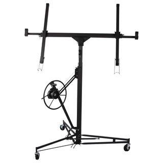 Drywall Lift 11FT, Drywall Lifter Panel Jack, 150LBS Heavy Duty Sheetrock Hoist with 360° Adjustable Telescopic Arm & Wheels (Black)