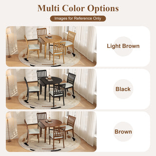 3-Piece Round Dining Table Set for 2 People, 1 Folding Wood Dining Table + 2 Upholstered Chairs, Space-Saving Design for Small Apartments and Dining Areas -LIGHT BROWN