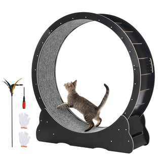 Cat Exercise Wheel 43.3' Large Cat Treadmill Wheel for Indoor Cats Black