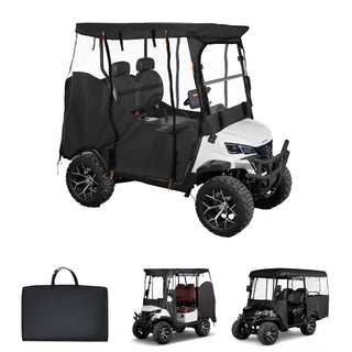 Golf Cart Cover, Visible Full-Enclosure 2&2+2 Passenger Golf Cart, 420D Waterproof Oxford Fabric Club Car Cover Fits Most Carts Club Car, Yamaha, EZGO, Honda, PVC Coating & Windproof Hook Design