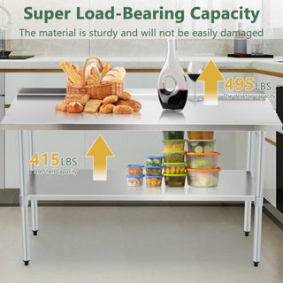 Heavy-Duty Stainless Steel Prep Table 24x60" | Commercial Work Table with Adjustable Undershelf & Galvanized Legs
