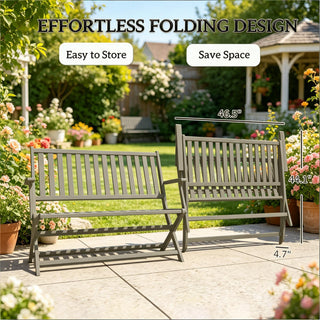 Wooden Garden Bench,Foldable Park Bench,Smart Design Outdoor Bench