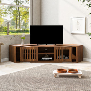 Pet-Friendly Mid-Century Modern TV Stand - Extendable, Walnut