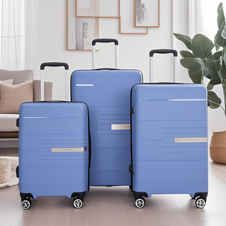 Hardshell Suitcase Double Spinner Wheels PP Luggage Sets Lightweight Durable Suitcase with TSA Lock, Purplish Blue, 3-Piece Set
