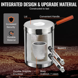 Propane Melting Furnace Kit – 12KG Large Capacity Stainless Steel Foundry Kiln with Crucible & Tongs for Home Metal Casting, Blacksmithing, Gold, Copper, Silver Recycling