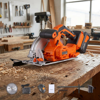 20V cordless circular saw with 7-1/4 inch blade and LED light