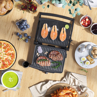 4-Slice Panini Press Grill – Stainless Steel Sandwich Maker with Non-Stick Plates, Locking Lid & Drip Tray