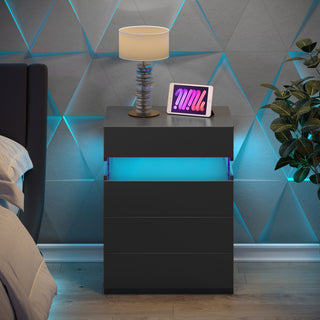 Black LED nightstand with 4 drawers, view 8