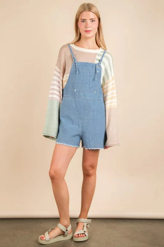 VERY J Mineral Washed Denim Casual Romper