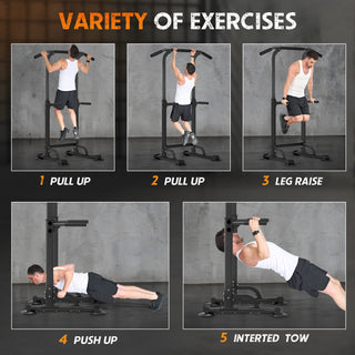 Adjustable Pull Up Bar & Dip Station - 10 Height Settings, 400LBS Capacity, Multifunctional Home Gym Strength Trainer for Men & Women,Black